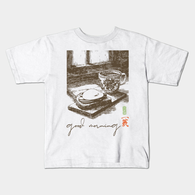 Good Morning Coffee and Toast Kids T-Shirt by TuncGK