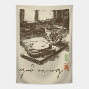 Good Morning Coffee and Toast Tapestry