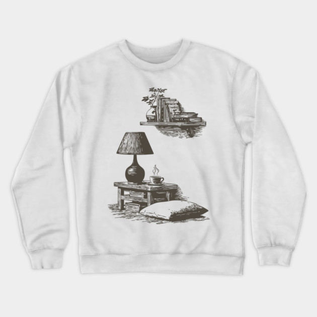 Cozy Bedside Reading Nook Crewneck Sweatshirt by TuncGK