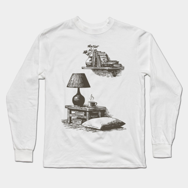 Cozy Bedside Reading Nook Long Sleeve T-Shirt by TuncGK