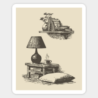 Cozy Bedside Reading Nook Sticker