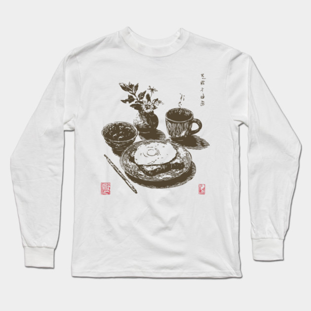 Japanese Style Breakfast Still Life Long Sleeve T-Shirt by TuncGK