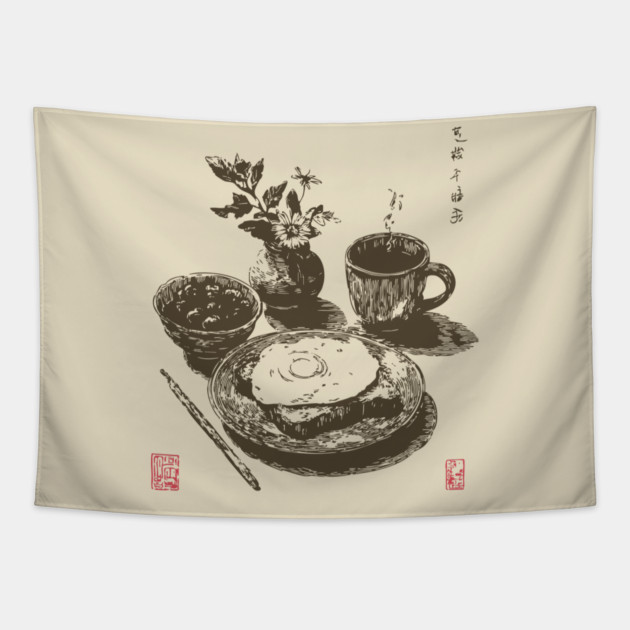 Japanese Style Breakfast Still Life Tapestry by TuncGK