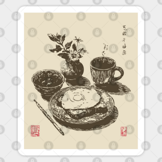 Japanese Style Breakfast Still Life Sticker by TuncGK