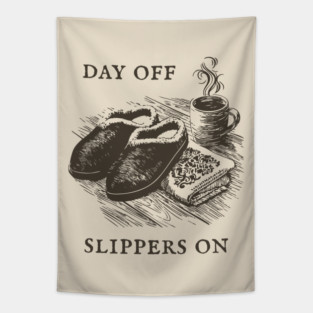 Day Off Slippers On Cozy Coffee Tapestry