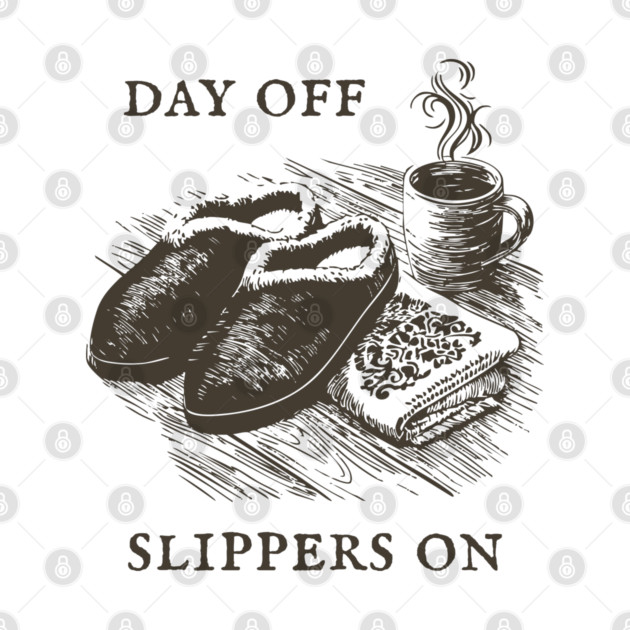 Day Off Slippers On Cozy Coffee by TuncGK