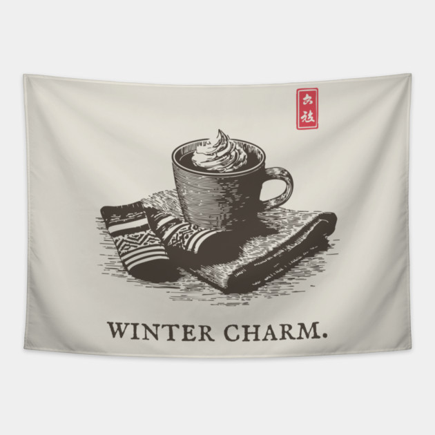 Winter Charm Hot Chocolate Tapestry by TuncGK