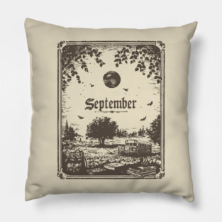 Vintage September Harvest Landscape Pillow