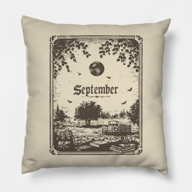 Vintage September Harvest Landscape Pillow by TuncGK