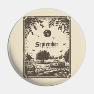 Vintage September Harvest Landscape Pin
