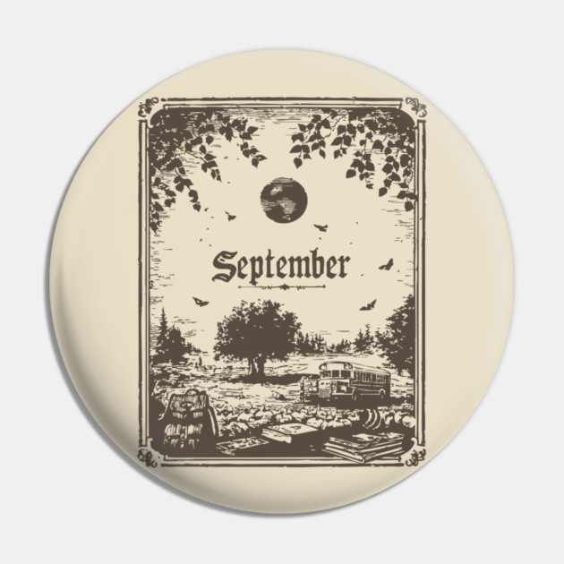Vintage September Harvest Landscape Pin by TuncGK
