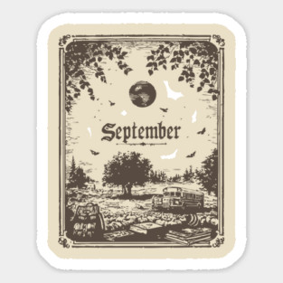 Vintage September Harvest Landscape Sticker