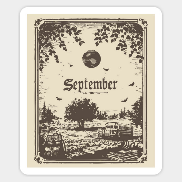 Vintage September Harvest Landscape Magnet by TuncGK