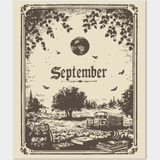 Vintage September Harvest Landscape Posters and Art