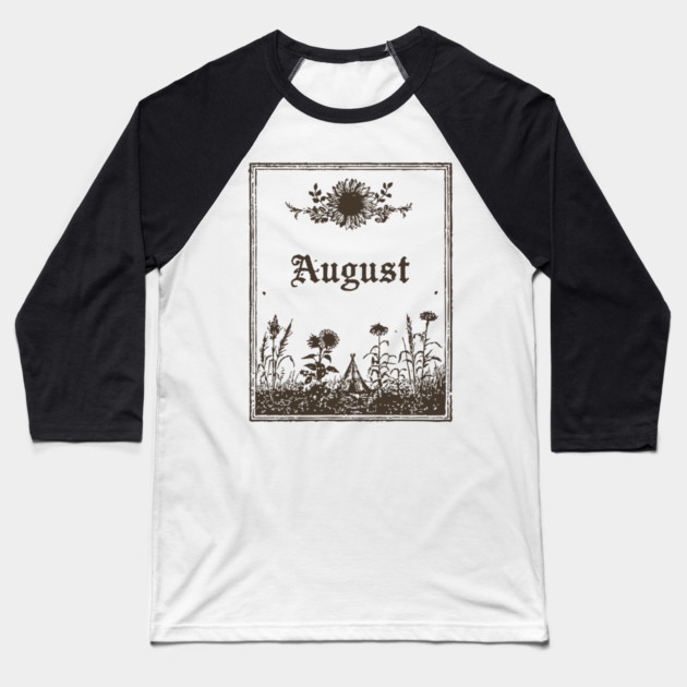 Minimalist August Wildflowers Baseball T-Shirt by TuncGK