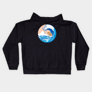 Wave Capybara Surfing Capibara Animal Lover Novelty Kids Hoodie