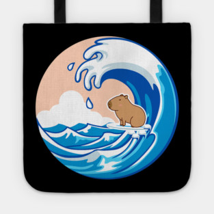 Wave Capybara Surfing Capibara Animal Lover Novelty Tote