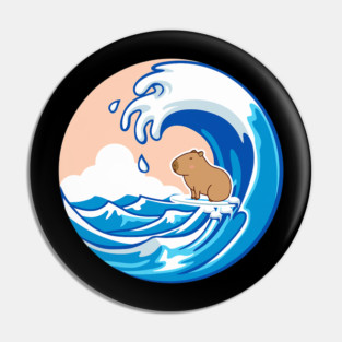 Wave Capybara Surfing Capibara Animal Lover Novelty Pin