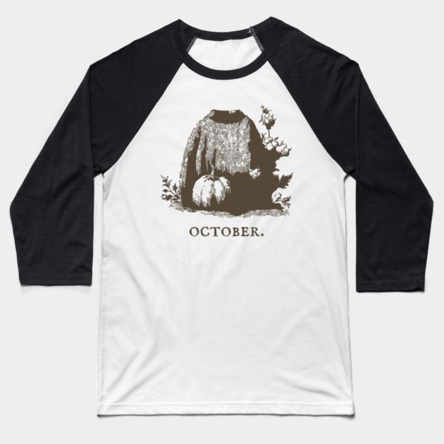 Cozy October Sweater Weather and Pumpkin Patch Aesthetic Baseball T-Shirt by TuncGK