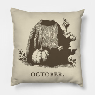 Cozy October Sweater Weather and Pumpkin Patch Aesthetic Pillow
