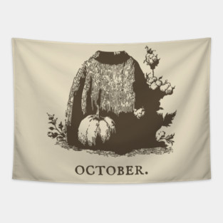 Cozy October Sweater Weather and Pumpkin Patch Aesthetic Tapestry