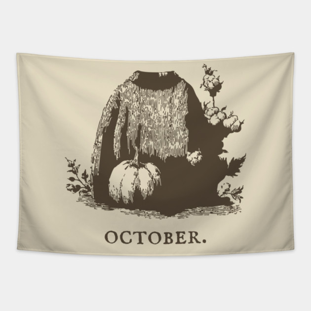 Cozy October Sweater Weather and Pumpkin Patch Aesthetic Tapestry by TuncGK