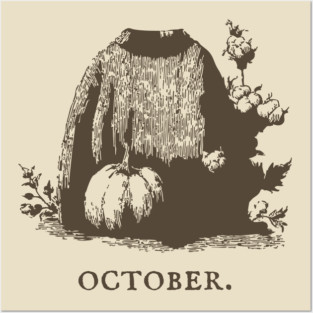 Cozy October Sweater Weather and Pumpkin Patch Aesthetic Posters and Art