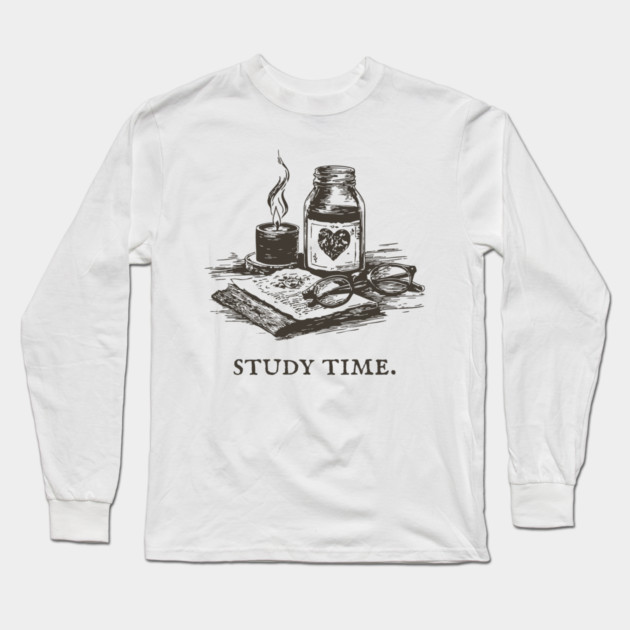 Dark Academia Apothecary Still Life for a Late Night Study Session Long Sleeve T-Shirt by TuncGK
