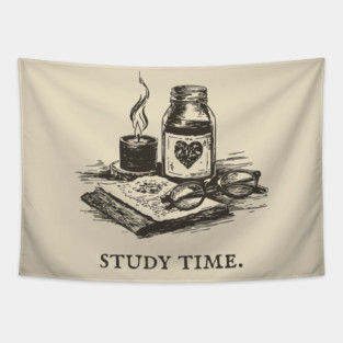 Dark Academia Apothecary Still Life for a Late Night Study Session Tapestry