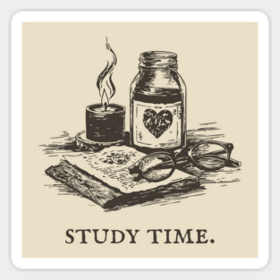 Dark Academia Apothecary Still Life for a Late Night Study Session Sticker