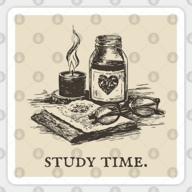 Dark Academia Apothecary Still Life for a Late Night Study Session Sticker by TuncGK