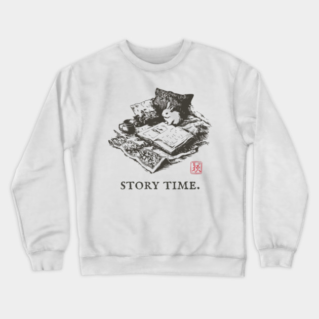 Whimsical Story Time with a Bunny Reading Crewneck Sweatshirt by TuncGK