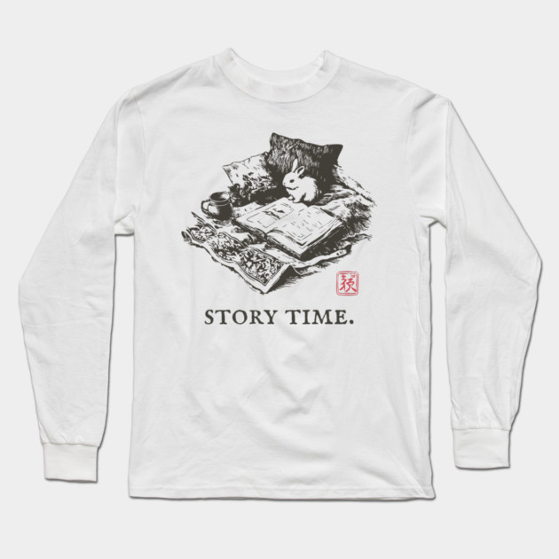 Whimsical Story Time with a Bunny Reading Long Sleeve T-Shirt by TuncGK