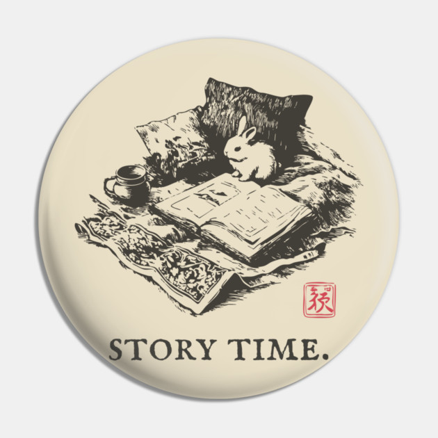 Whimsical Story Time with a Bunny Reading Pin by TuncGK