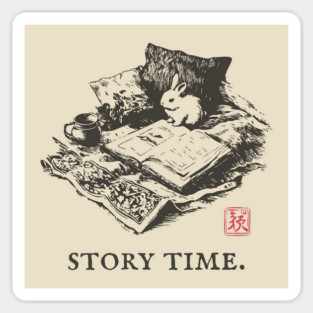 Whimsical Story Time with a Bunny Reading Sticker