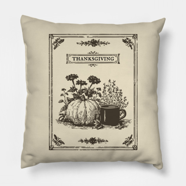 Vintage Botanical Thanksgiving Harvest Still Life Pillow by TuncGK