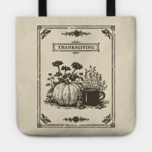 Vintage Botanical Thanksgiving Harvest Still Life Tote