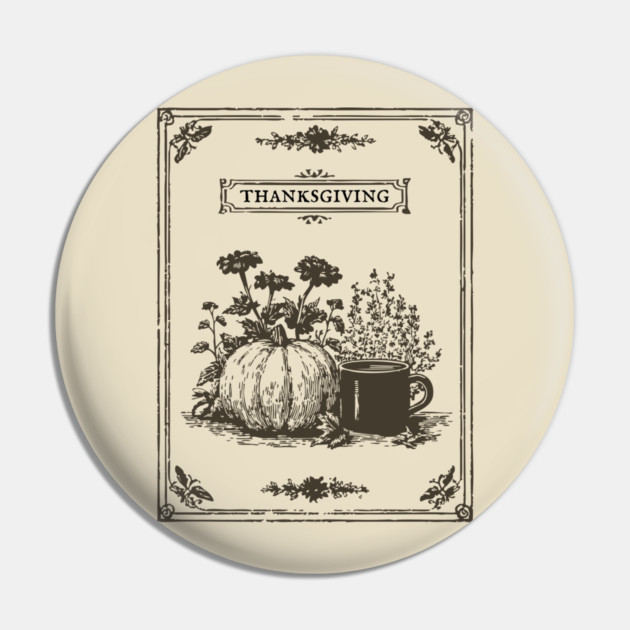 Vintage Botanical Thanksgiving Harvest Still Life Pin by TuncGK