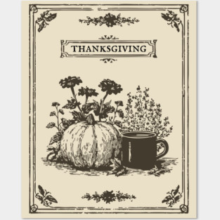 Vintage Botanical Thanksgiving Harvest Still Life Posters and Art