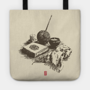 Candlelit Evening of Knitting and Crafting Still Life Tote