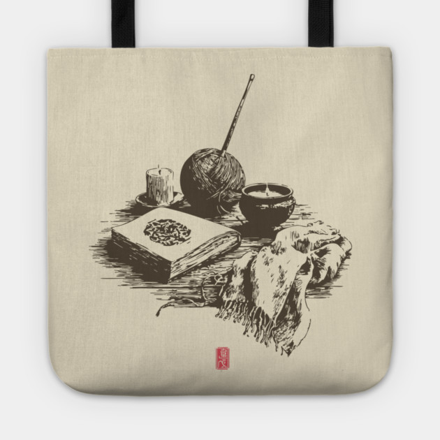 Candlelit Evening of Knitting and Crafting Still Life Tote by TuncGK