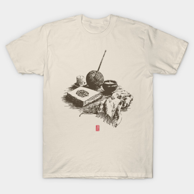 Candlelit Evening of Knitting and Crafting Still Life T-Shirt by TuncGK