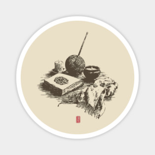 Candlelit Evening of Knitting and Crafting Still Life Magnet