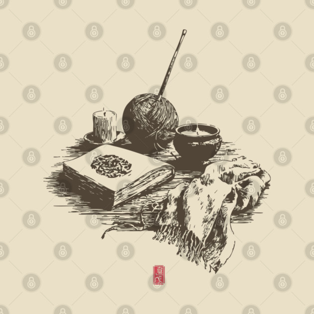 Candlelit Evening of Knitting and Crafting Still Life by TuncGK