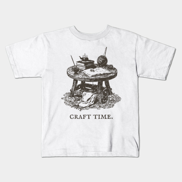 The Alchemist's Crafting Table Arcane Illustration Kids T-Shirt by TuncGK