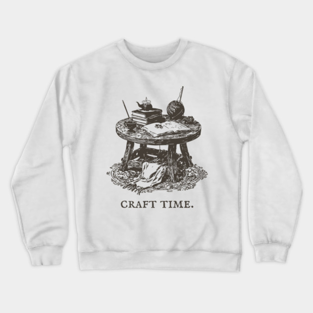 The Alchemist's Crafting Table Arcane Illustration Crewneck Sweatshirt by TuncGK