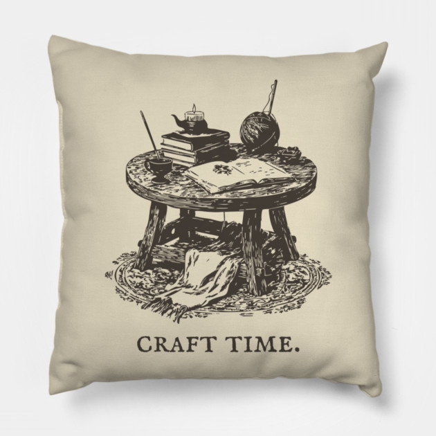 The Alchemist's Crafting Table Arcane Illustration Pillow by TuncGK