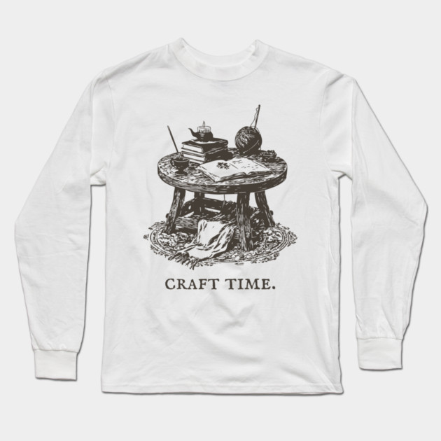 The Alchemist's Crafting Table Arcane Illustration Long Sleeve T-Shirt by TuncGK
