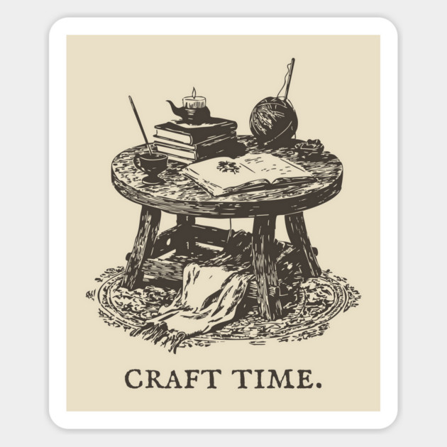 The Alchemist's Crafting Table Arcane Illustration Magnet by TuncGK