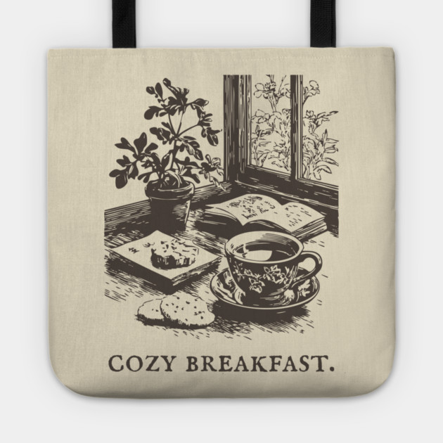 Cozy Breakfast on a Rainy Window Morning Tote by TuncGK